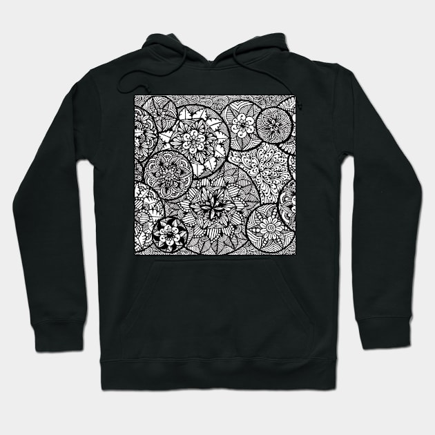 Monochrome Mandala/Zentangle bubbles Hoodie by TheHermitCrab